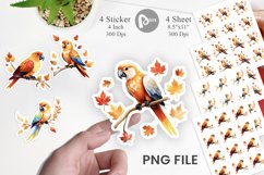Autumn Parrot Watercolor Sticker Product Image 1