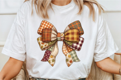 Autumn Patchwork Plaid Bow PNG Product Image 2
