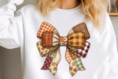 Autumn Patchwork Plaid Bow PNG Product Image 3