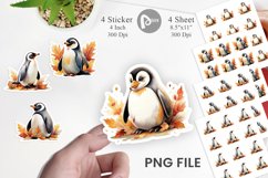 Autumn Penguin Watercolor Sticker Product Image 1
