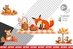 Autumn Picnic Animals Clipart Product Image 1