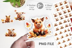Autumn Pig Watercolor Sticker Product Image 1