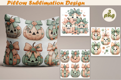 Fall patchwork pumpkin | Pillow Sublimation Design Product Image 1