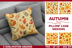 Whimsical Autumn Watercolor Pillowcase Sublimation Design Product Image 1