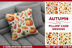 Whimsical Autumn Watercolor Pillowcase Sublimation Design Product Image 1