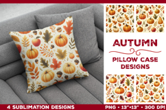 Whimsical Autumn Watercolor Pillowcase Sublimation Design Product Image 1