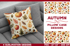 Whimsical Autumn Watercolor Pillowcase Sublimation Design Product Image 1