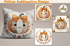 Fall patchwork pumpkin | Pillow Sublimation Design Product Image 1
