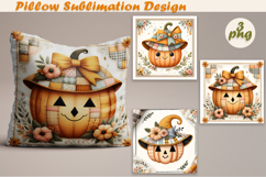 Fall patchwork pumpkin | Pillow Sublimation Design Product Image 1