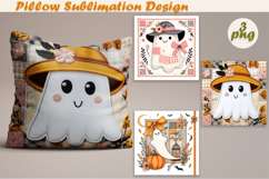 Fany Halloween Patchwork Ghost| Pillow Sublimation Design Product Image 1