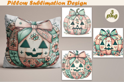 Fall patchwork pumpkin | Pillow Sublimation Design Product Image 1