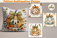 Fall patchwork pumpkin | Pillow Sublimation Design Product Image 1