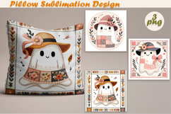 Fany Halloween Patchwork Ghost| Pillow Sublimation Design Product Image 1