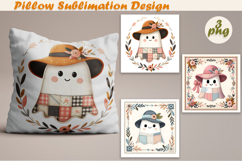 Fany Halloween Patchwork Ghost| Pillow Sublimation Design Product Image 1