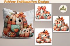 Fall patchwork pumpkin | Pillow Sublimation Design Product Image 1