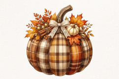 autumn Plaid Pumpkin PNG Product Image 1