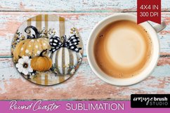 Autumn Pumpkin Round Coaster - Fall Pumpkin, Coaster PNG Product Image 1