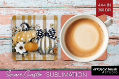 Autumn Pumpkin Square Coaster - Fall Pumpkin, Coaster PNG Product Image 1