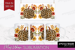 Autumn Pumpkin Mug Wrap - Fall Pumpkin, Mug PNG Sublimation Product Image 1