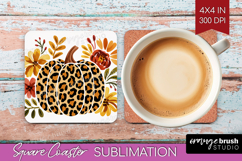 Autumn Pumpkin Square Coaster - Fall Pumpkin, Coaster PNG Product Image 1