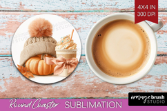 Autumn Pumpkin Round Coaster - Fall Pumpkin, Coaster PNG Product Image 1