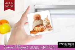 Autumn Pumpkin Magnet Sublimation - Fall Pumpkin, Square PNG Product Image 1