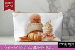 Autumn Pumpkin Cosmetic Bag - Fall Pumpkin, Makeup Bag PNG Product Image 1