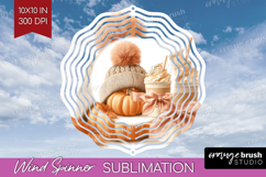 Autumn Pumpkin Wind Spinner Sublimation PNG - Fall Pumpkin, Product Image 1