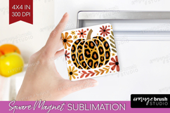 Autumn Pumpkin Magnet Sublimation - Fall Pumpkin, Square PNG Product Image 1