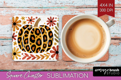 Autumn Pumpkin Square Coaster - Fall Pumpkin, Coaster PNG Product Image 1