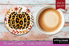Autumn Pumpkin Round Coaster - Fall Pumpkin, Coaster PNG Product Image 1
