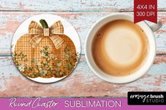 Autumn Pumpkin Round Coaster - Fall Pumpkin, Coaster PNG Product Image 1