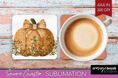 Autumn Pumpkin Square Coaster - Fall Pumpkin, Coaster PNG Product Image 1