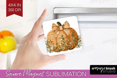 Autumn Pumpkin Magnet Sublimation - Fall Pumpkin, Square PNG Product Image 1