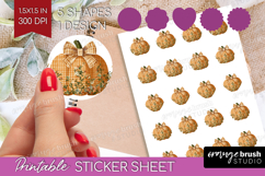 Autumn Pumpkin Round Sticker - Fall Pumpkin, Printable Sheet Product Image 1