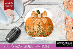 Autumn Pumpkin Car Coaster - Fall Pumpkin, Coaster PNG Product Image 1