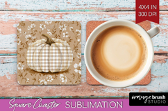 Autumn Pumpkin Square Coaster - Fall Pumpkin, Coaster PNG Product Image 1