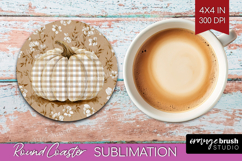 Autumn Pumpkin Round Coaster - Fall Pumpkin, Coaster PNG Product Image 1