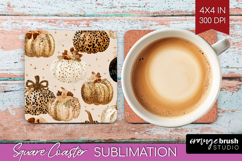 Autumn Pumpkin Square Coaster - Fall Pumpkin, Coaster PNG Product Image 1