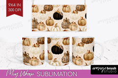 Autumn Pumpkin Mug Wrap - Fall Pumpkin, Mug PNG Sublimation Product Image 1