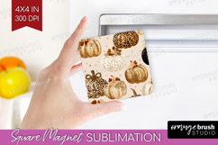 Autumn Pumpkin Magnet Sublimation - Fall Pumpkin, Square PNG Product Image 1