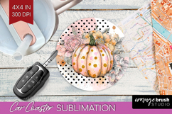 Autumn Pumpkin Car Coaster - Fall Pumpkin, Coaster PNG Product Image 1