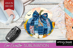 Autumn Pumpkin Car Coaster - Fall Pumpkin, Coaster PNG Product Image 1