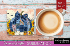 Autumn Pumpkin Square Coaster - Fall Pumpkin, Coaster PNG Product Image 1
