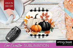 Autumn Pumpkin Car Coaster - Fall Pumpkin, Coaster PNG Product Image 1