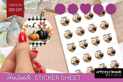 Autumn Pumpkin Round Sticker - Fall Pumpkin, Printable Sheet Product Image 1