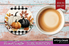 Autumn Pumpkin Round Coaster - Fall Pumpkin, Coaster PNG Product Image 1