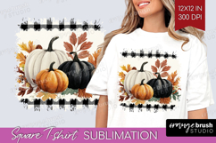 Autumn Pumpkin Square Tshirt Background - Fall Pumpkin, PNG Product Image 1