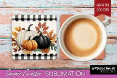 Autumn Pumpkin Square Coaster - Fall Pumpkin, Coaster PNG Product Image 1