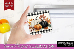 Autumn Pumpkin Magnet Sublimation - Fall Pumpkin, Square PNG Product Image 1
